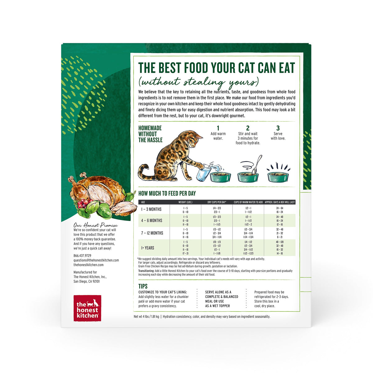 Routine Ready Human-Grade, Grain included Chicken Dehydrated Wet Cat Food, 4 lbs box -makes 16 lbs of food for daily home and personal routines with pet care treats and accessories
