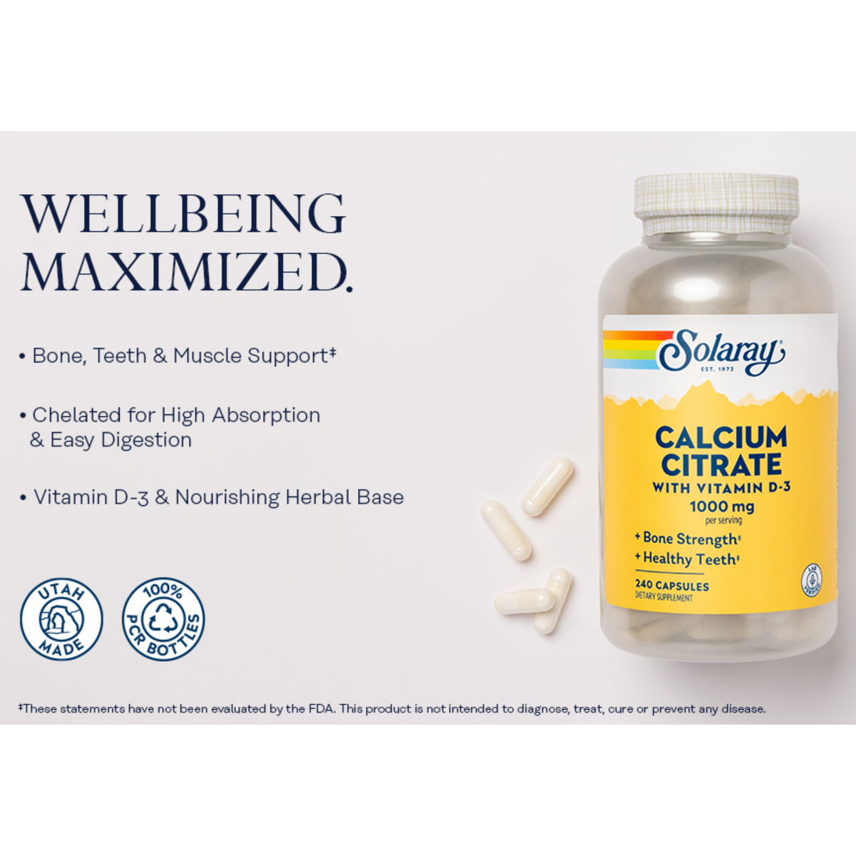 Everyday Home Calcium Citrate with Vitamin D3, 1000 mg for daily home and personal routines with general everyday essentials