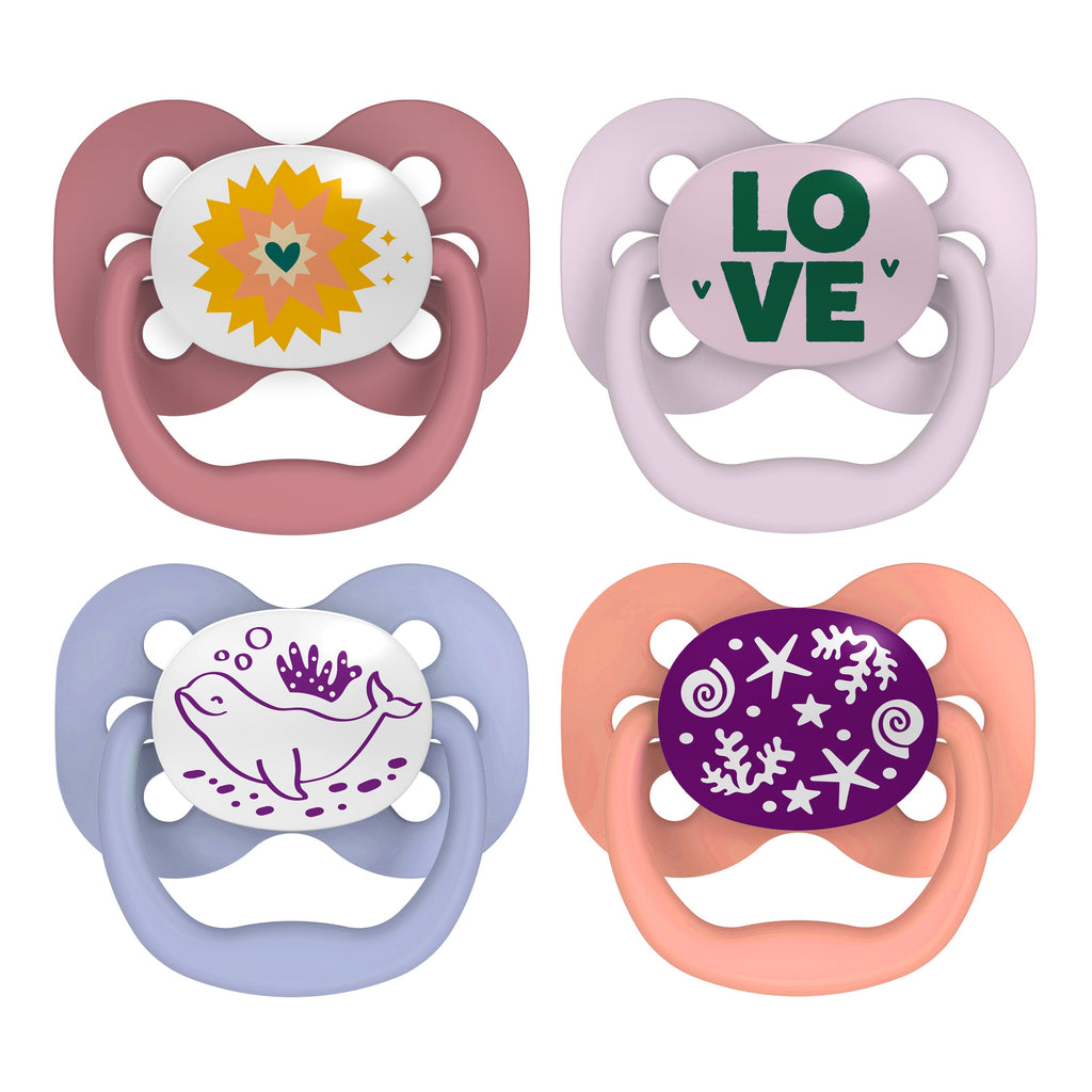Advantage Glow-in-the-Dark Baby Pacifier, Stage 1, Fully Symmetrical Soother with Soft Silicone Bulb