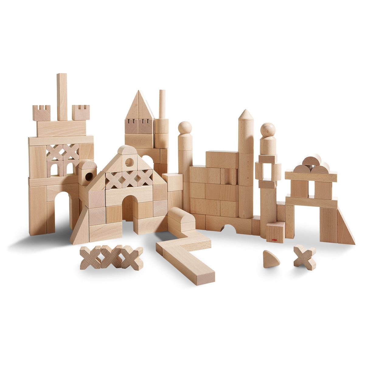 Basic Building Blocks - Extra Large Wooden Starter Set made from sustainably sourced wood