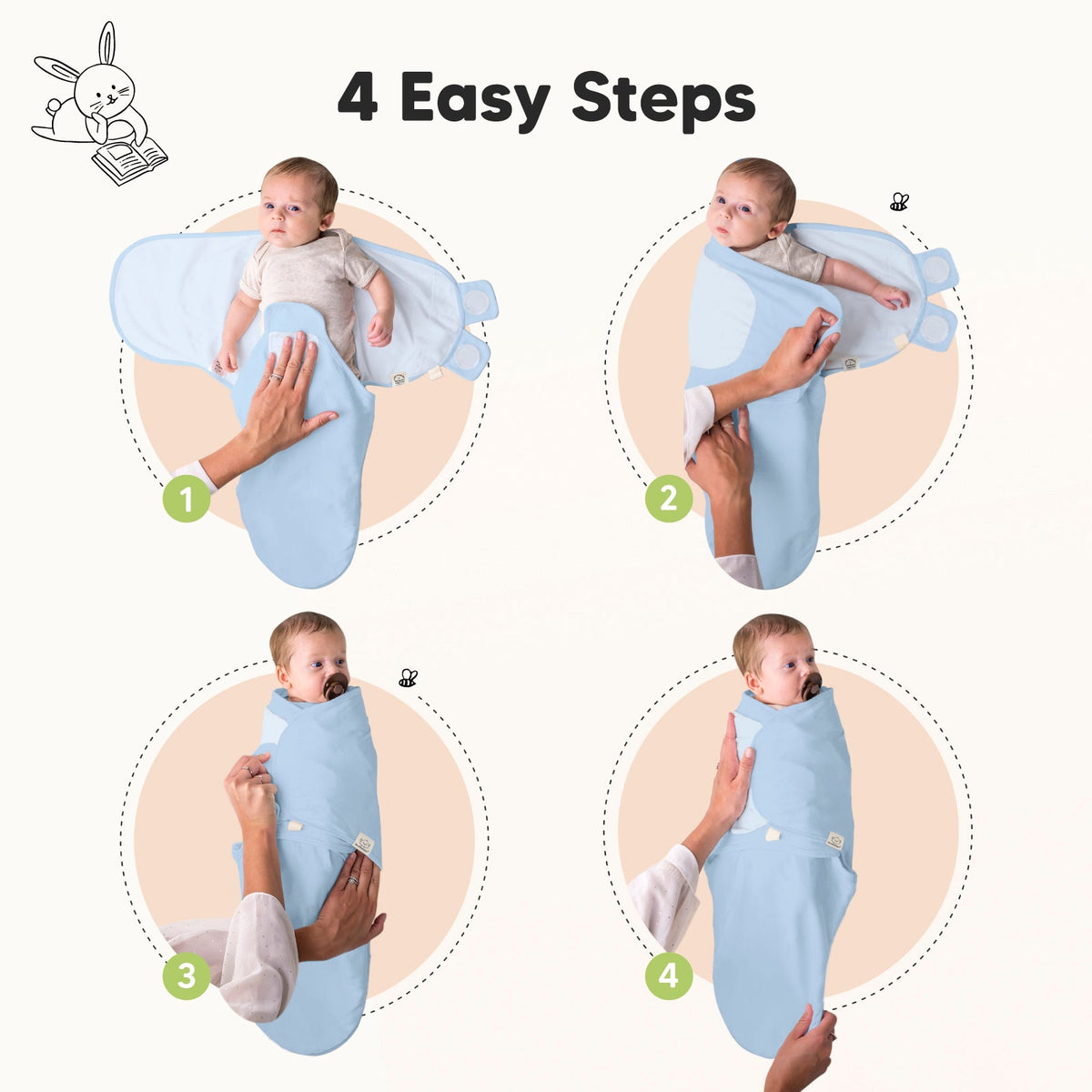 Practical Living GOTS Certified, fully Organic Cotton Soothe Swaddle Wraps, Set of 3 for daily home and personal routines with general everyday essentials