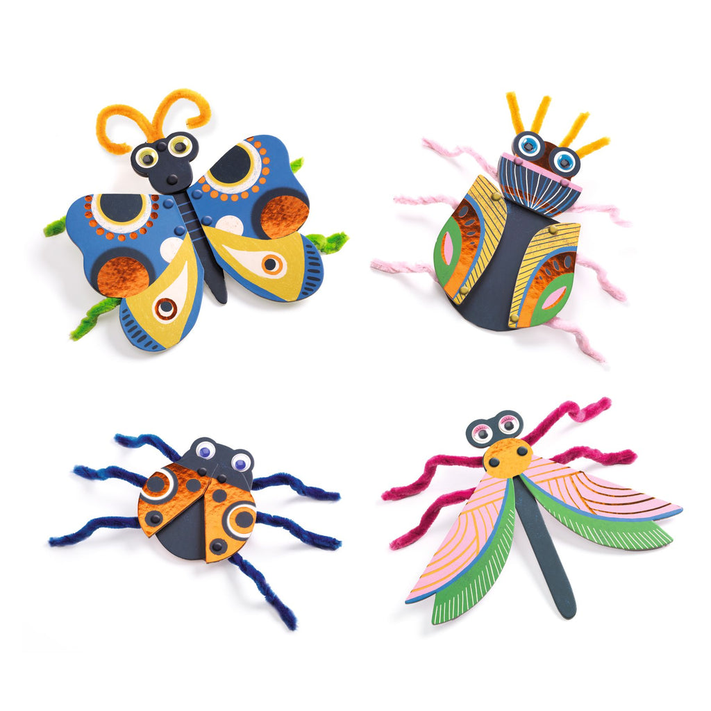 Daily Care Fuzzy Bugs 3D Collage Educational Craft Kit made with FSC Certified Paper for daily home and personal routines with pet care treats and accessories