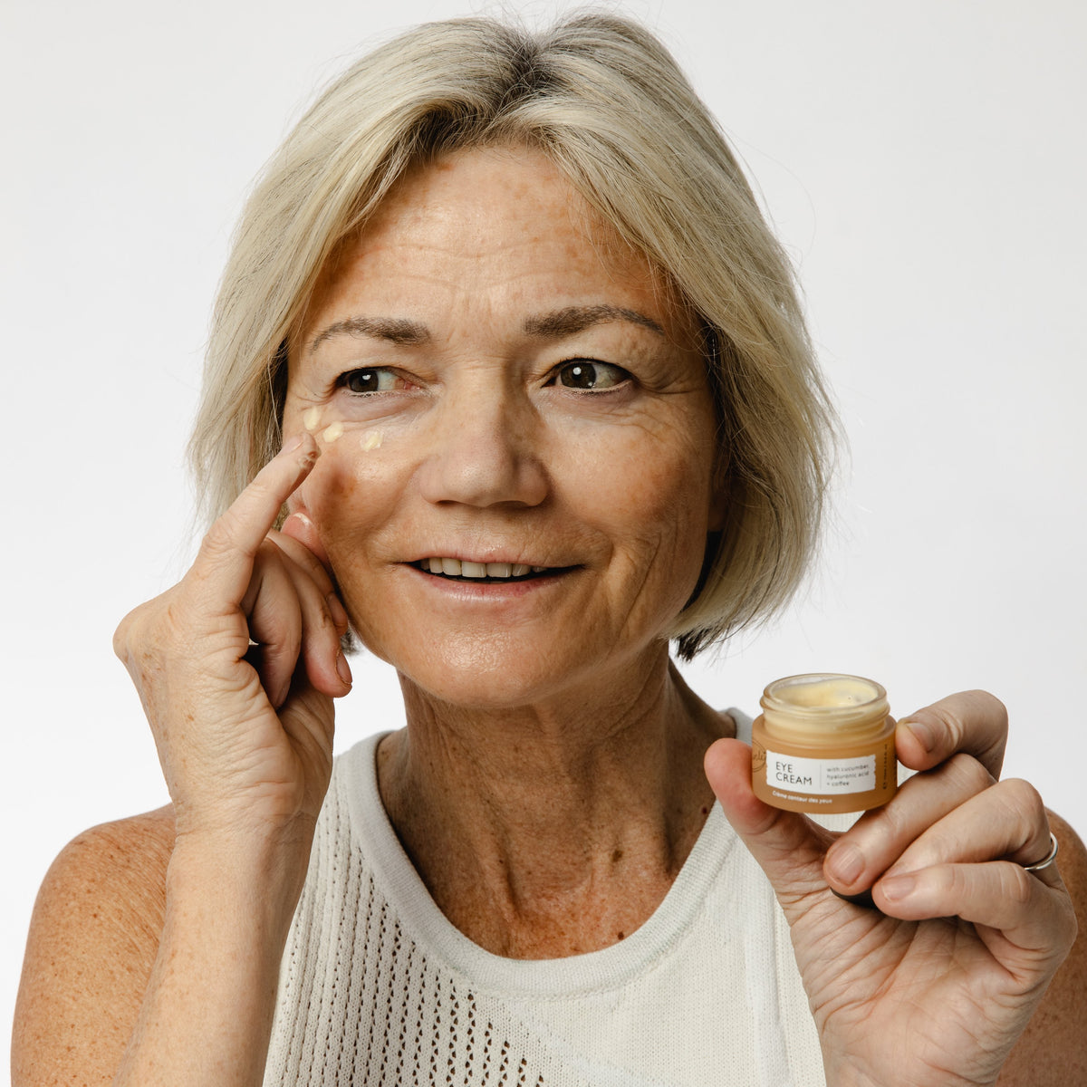 Daily Care Eye Cream with Cucumber, Hyaluronic Acid + Coffee for daily home and personal routines with facial skin and sun care