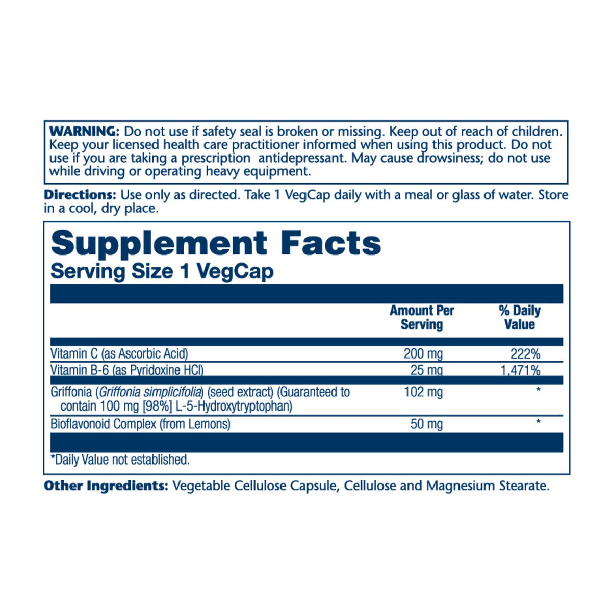 Practical Living 5-HTP EC-w Vit C and B6, 100 mg for daily home and personal routines with general everyday essentials
