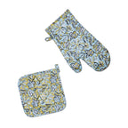 Hand Block Printed Ovenmitt And Pot Holder Set