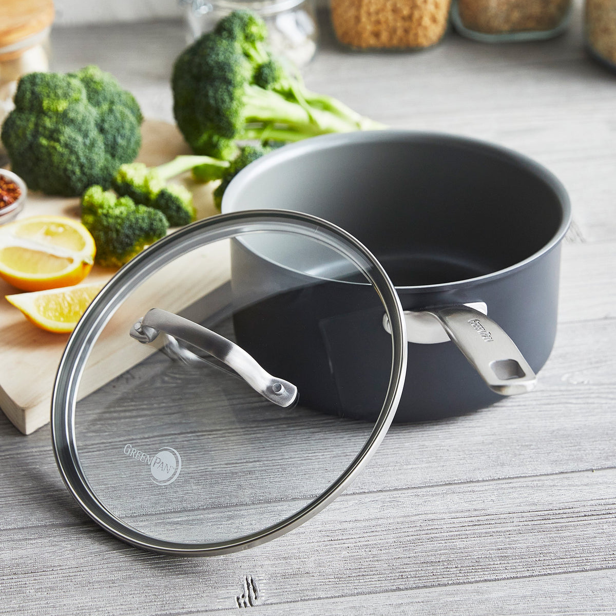Routine Ready Chatham Nonstick, Ceramic Sauce Pan with Lid, 3 qt for daily home and personal routines with cookware food storage and kitchen tools
