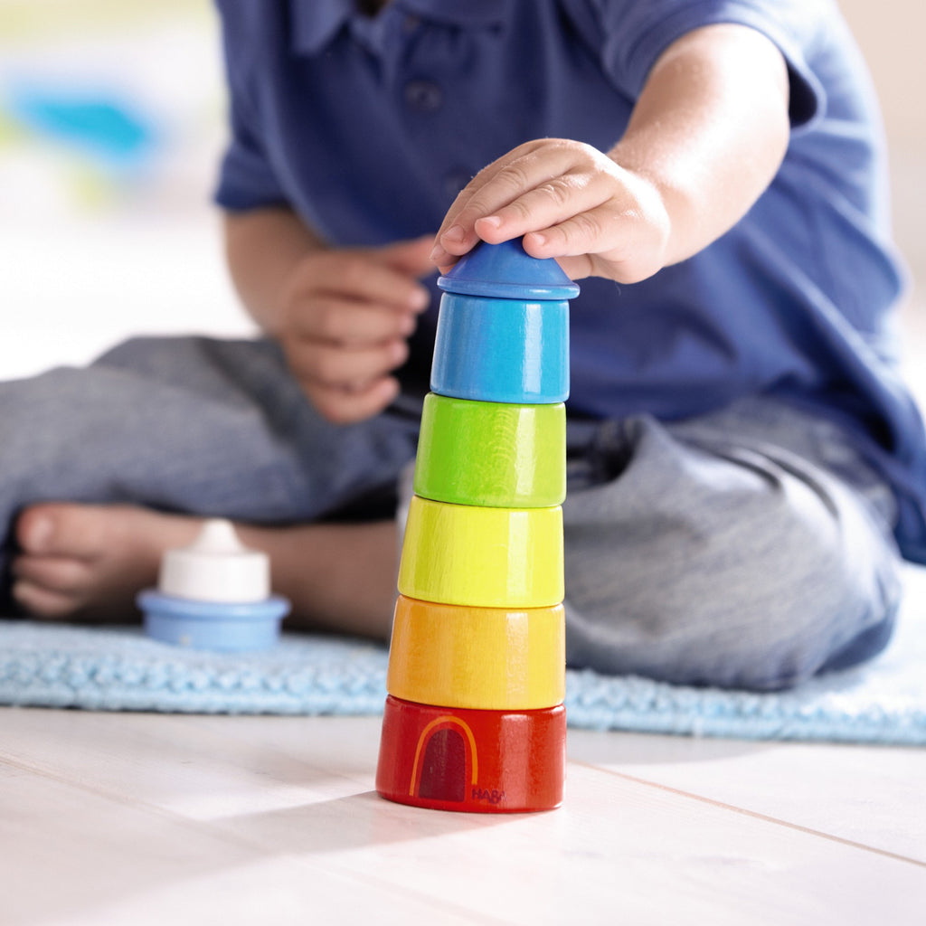 Everyday Home Lighthouse Wooden Rainbow Stacker made from sustainably sourced wood for daily home and personal routines with baby care and kids products