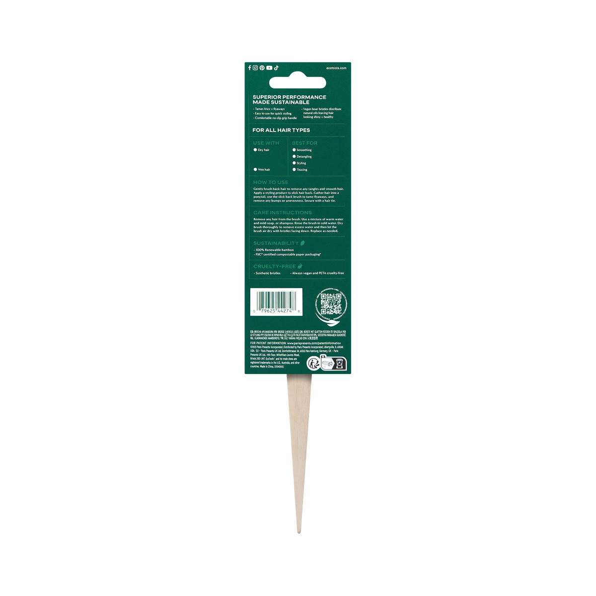Everyday Home Eco Slick Back Brush for daily home and personal routines with hair care