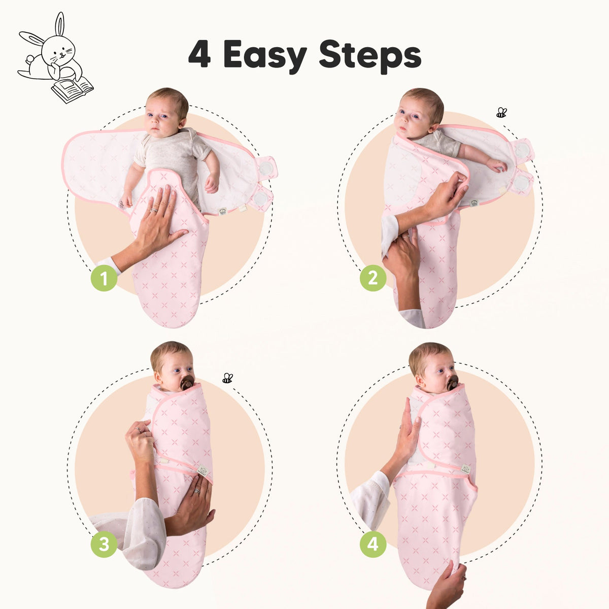 Practical Living GOTS Certified, fully Organic Cotton Soothe Swaddle Wraps, Set of 3 for daily home and personal routines with general everyday essentials