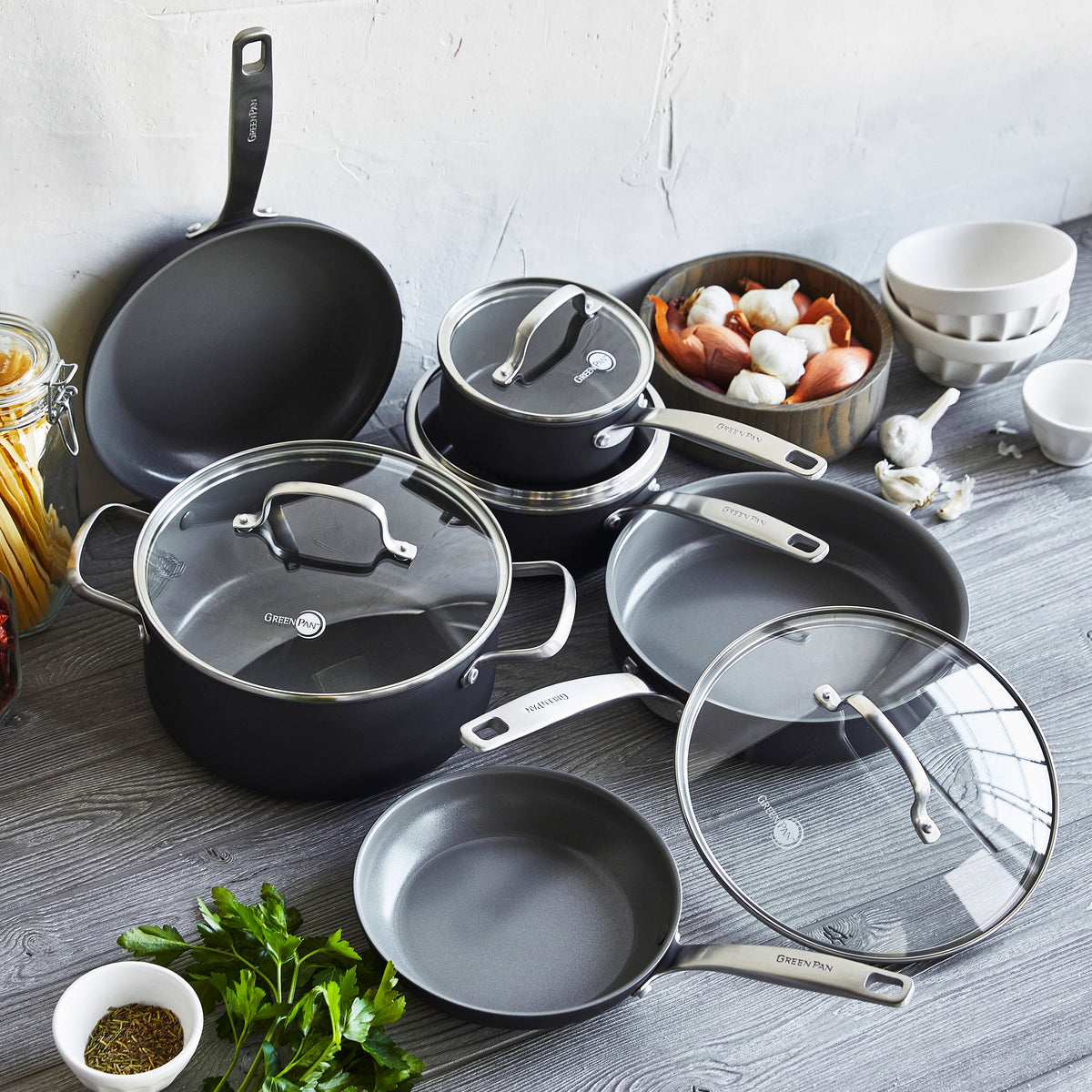 Practical Living Chatham Ceramic, Non-Stick Cookware Set, 10 Piece for daily home and personal routines with cookware food storage and kitchen tools