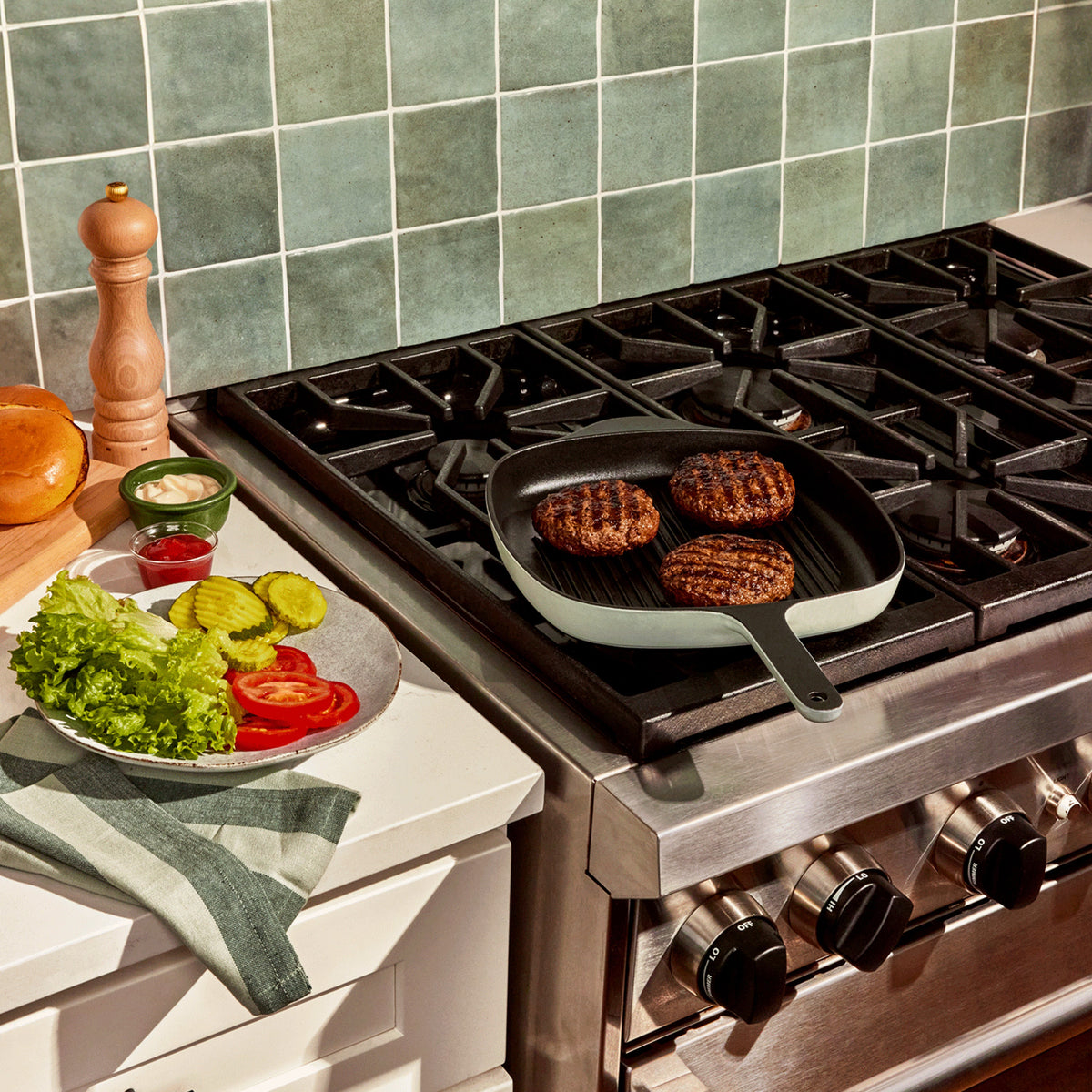 Everyday Home Cast Iron Grill Pan, 10.5 for daily home and personal routines with cookware food storage and kitchen tools