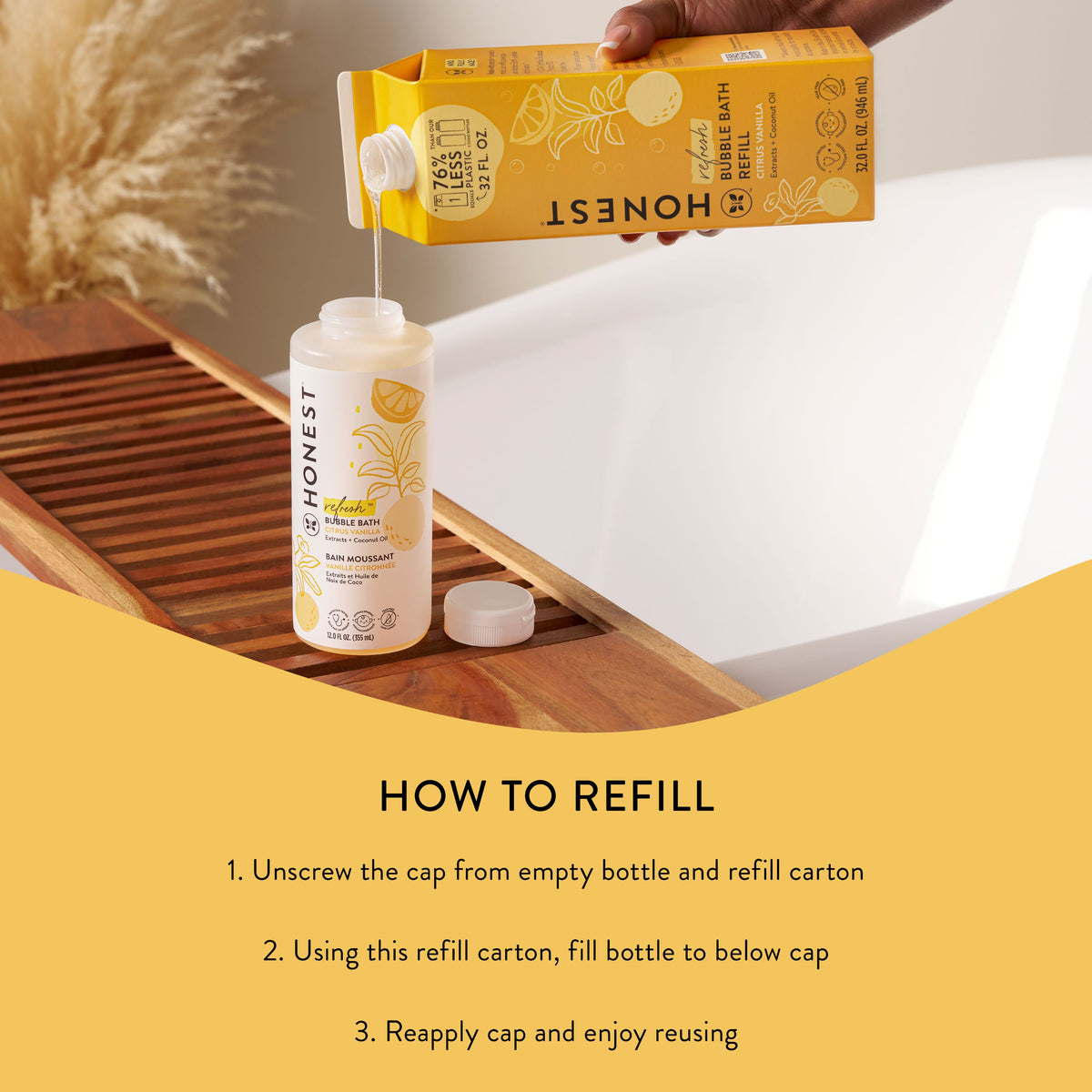 Daily Care Bubble Bath, Carton Refill for daily home and personal routines with bath body and hygiene