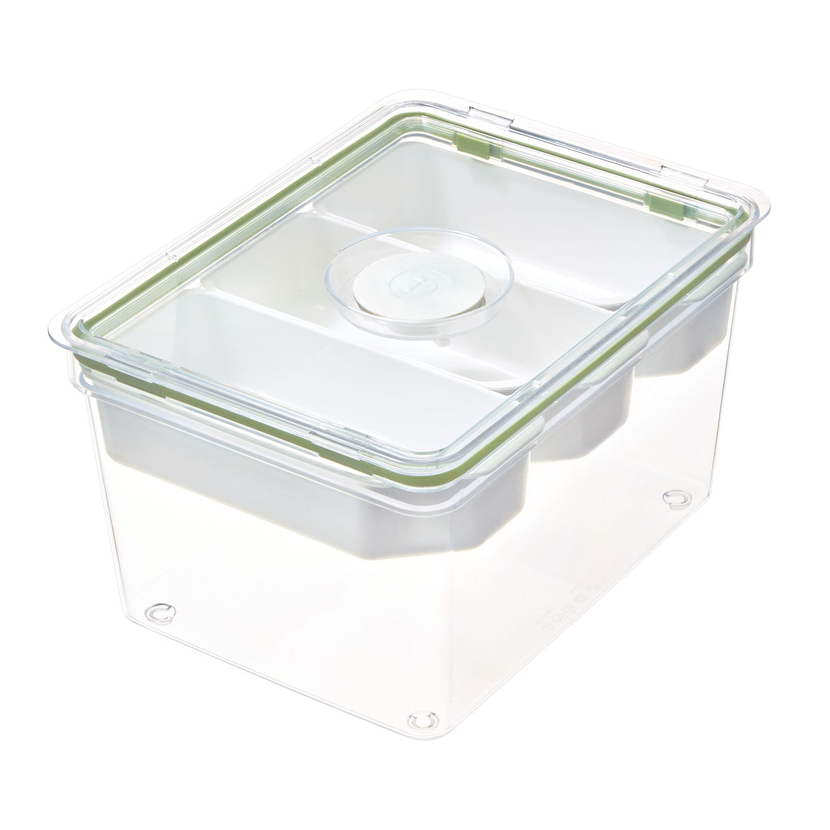 Routine Ready Large Produce Bin with 3 Dividers made with Recycled Plastic for daily home and personal routines with general everyday essentials