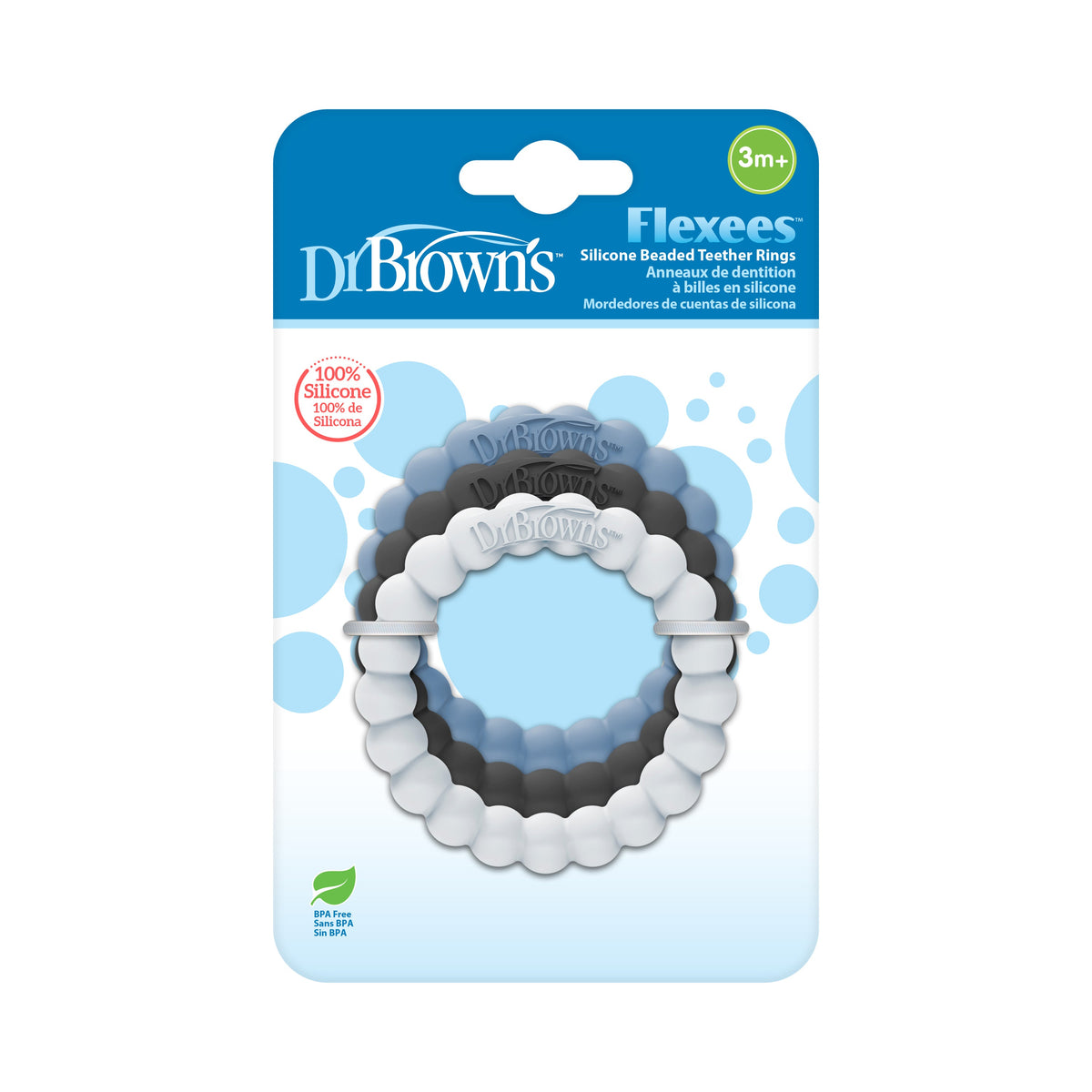 Fleexees Easy to Hold, 100% Silicone Beaded Teether Rings