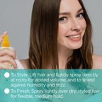 Practical Living Brilliant Shine Sunflower and Citrus Hair Spray for daily home and personal routines with hair care
