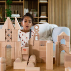 Everyday Home Basic Building Blocks - Extra Large Wooden Starter Set made from sustainably sourced wood for daily home and personal routines with baby care and kids products