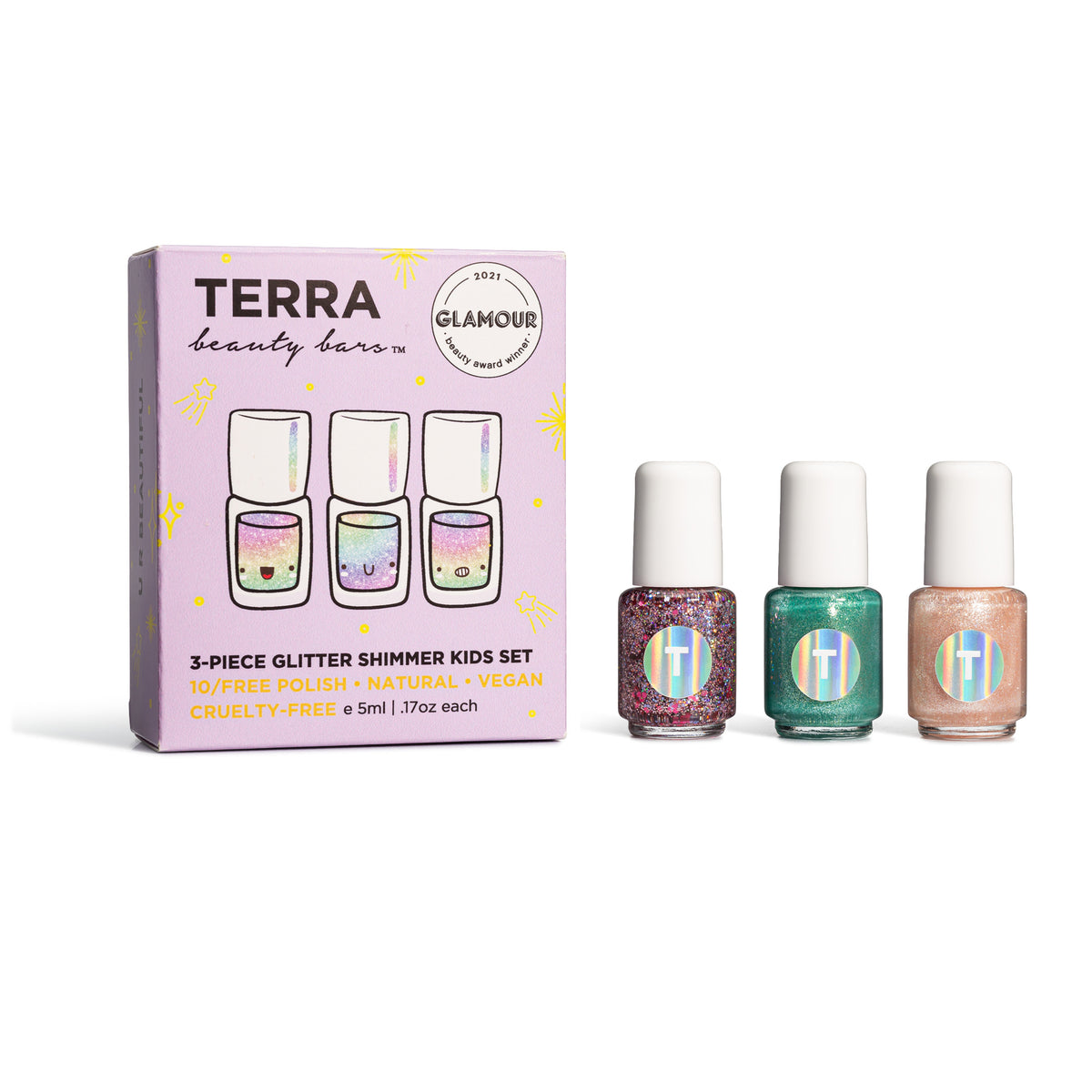 Kids 3-Piece Glitter Shimmer Nail Collection