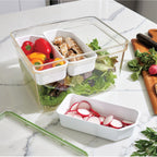 Routine Ready Large Produce Bin with 3 Dividers made with Recycled Plastic for daily home and personal routines with general everyday essentials