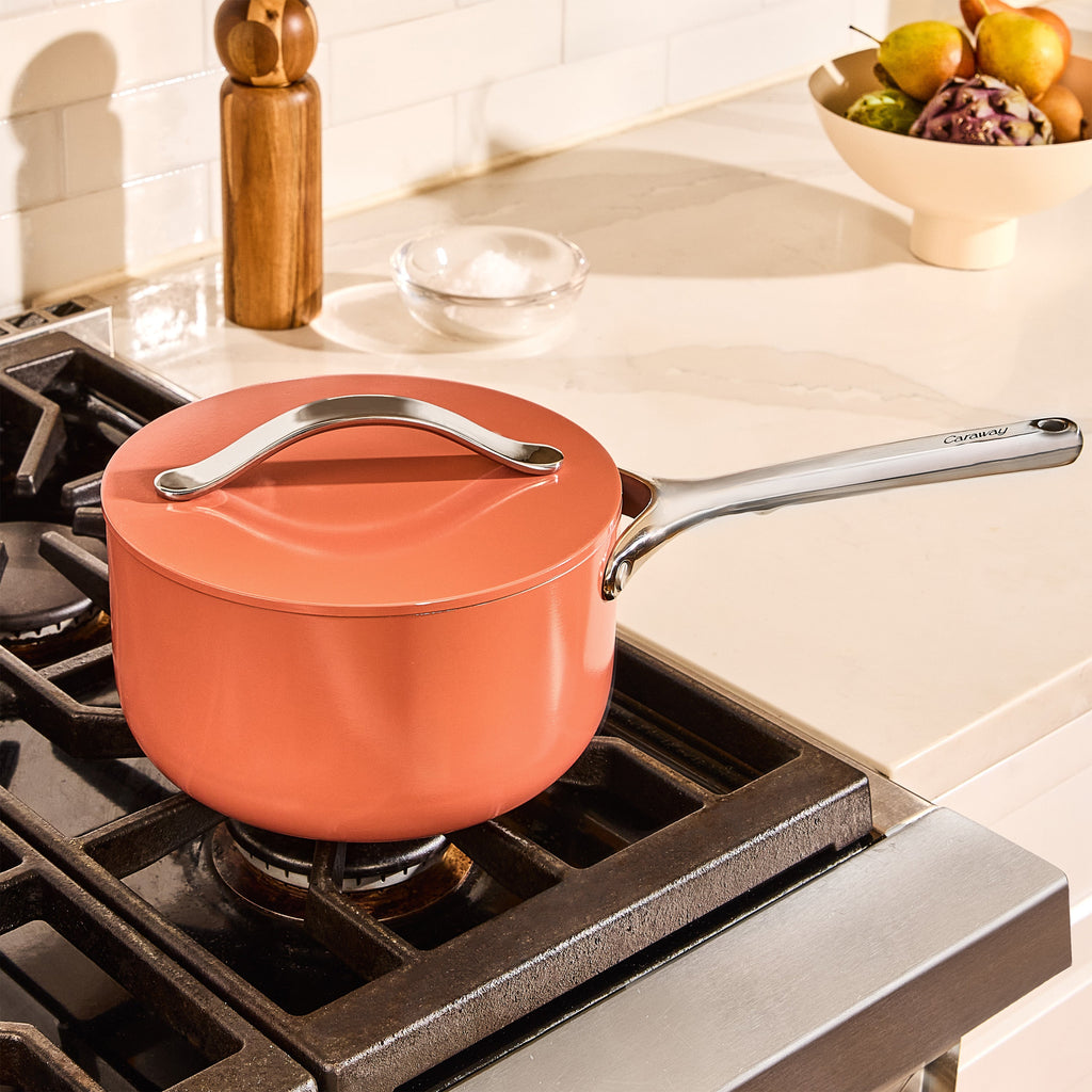 Routine Ready Ceramic Sauce Pan, 3 qt for daily home and personal routines with cookware food storage and kitchen tools