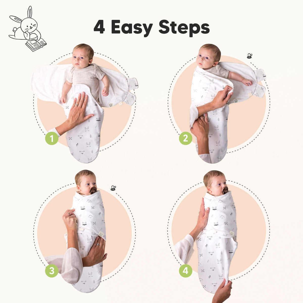 Practical Living GOTS Certified, fully Organic Cotton Soothe Swaddle Wraps, Set of 3 for daily home and personal routines with general everyday essentials